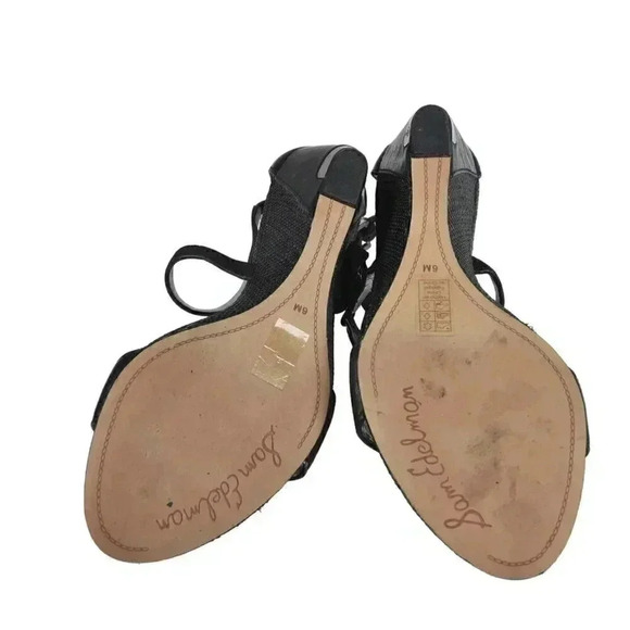 Sam Edelman Leather Wedge Sandal Heel Black Size 6 - Picture 10 of 14